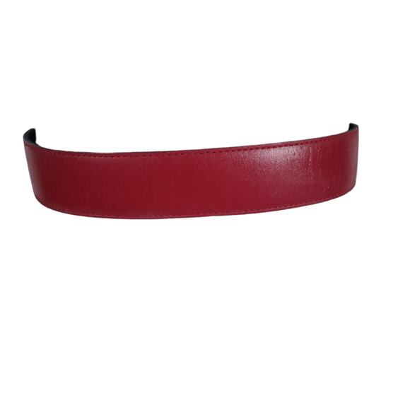Vintage 90s Red Faux Leather Statement Belt Silver Filigree Buckle M main image 5